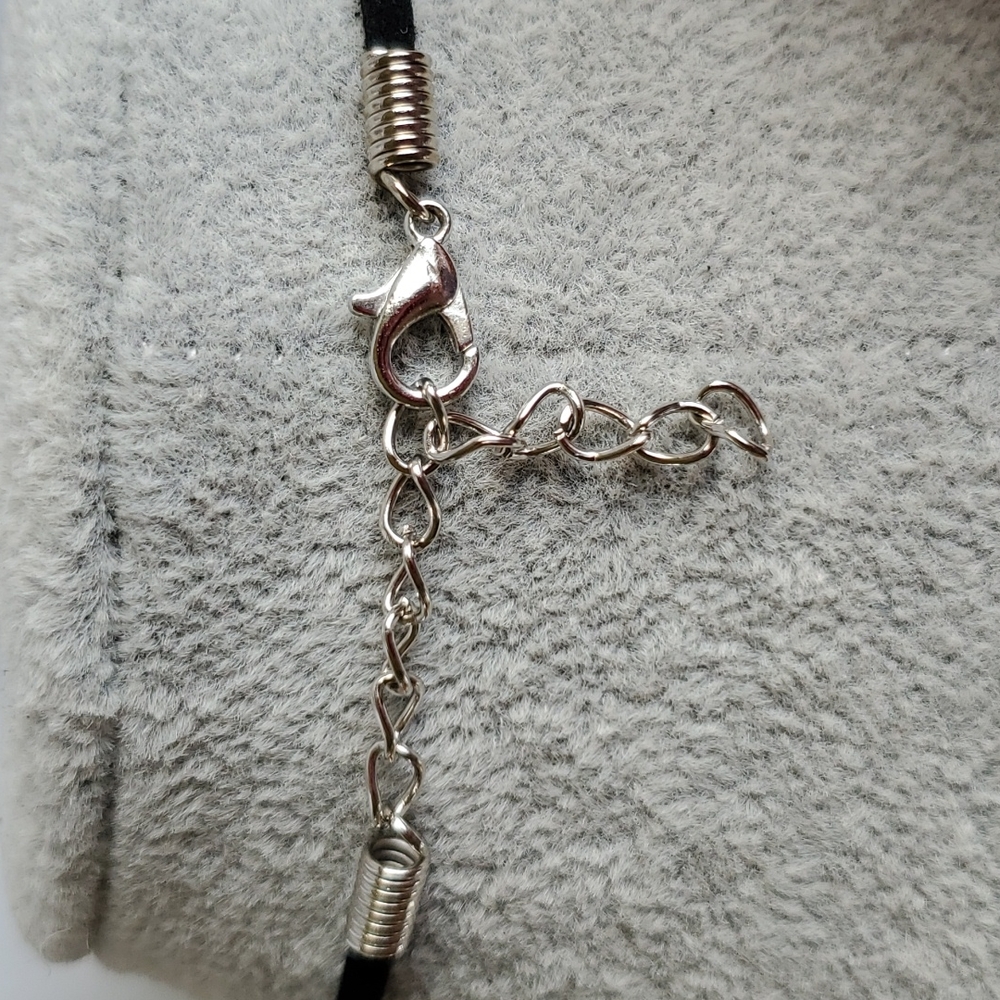Mens Faith brass anchor charm black suede necklace - Picture 4 of 4